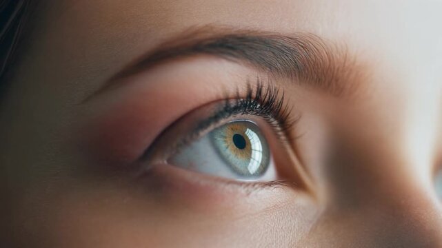 Close Up Macro of a Beautiful Woman's Eye Opening with Soft Light Reflections and High Clarity Professional Skincare