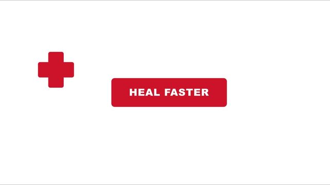 Heal faster medical concept button with red cross symbol for healthcare and wellness digital interface animation 4k