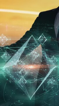 AI inspiration businessman working with virtual hud panel