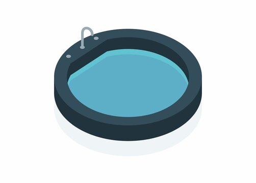 Round whirlpool. Simple flat illustration in isometric view.