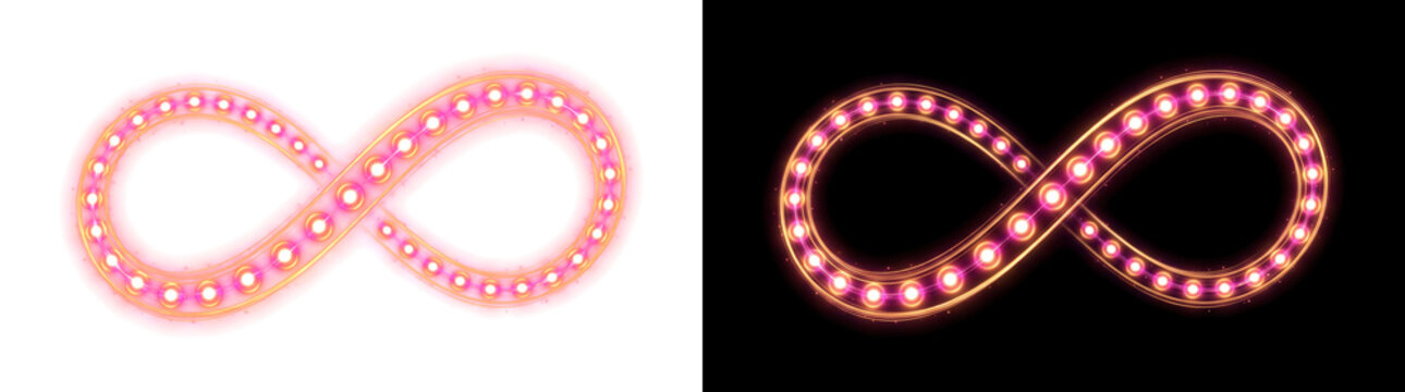 Infinity Loop Data Flow Ribbon with Beaded Packets Glowing Transparent Overlay Design Element