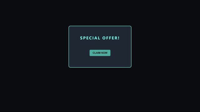 Special offer claim now button animation for digital marketing and e-commerce sales 4k call to action