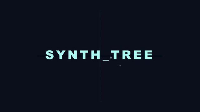 Synth tree minimalist motion title with hud and digital typography for futuristic tech branding and ui interfaces animation 4k