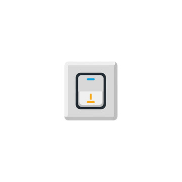Minimalist White Electrical Switch Icon, Power Toggle Button for Smart Home Apps and User Interfaces