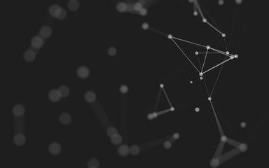 Fototapeta premium Abstract background. Molecules technology with polygonal shapes, connecting dots and lines. Connection structure. Big data visualization.