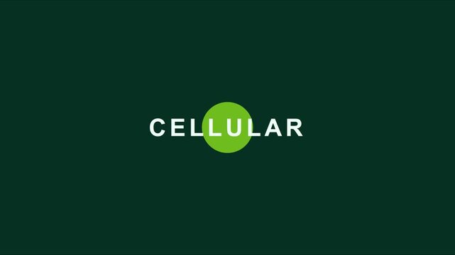 Cellular network technology concept with animated green circle and minimalist typography on dark animation 4k background