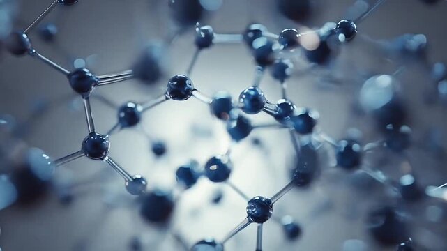 Blue molecular structure model with atomic bonds.