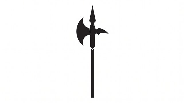Minimalist Black Halberd Vector Illustration Featuring a Traditional Medieval Polearm Design for Historical and Fantasy Graphic Projects
