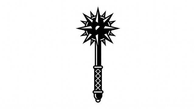 Medieval Spiked Mace Vector Illustration Featuring A Classic Bludgeoning Weapon Design For Historical Fantasy And Gaming Graphic Assets