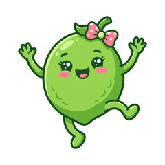 Fototapeta premium Funny Green Monster and Alien Cartoon Character, Cute Happy Frog-Like Creature Vector Illustration with Smiling Expression for Kids, Nature and Playful Comic Design