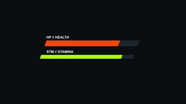 Gaming hud health and stamina bar interface overlay for games animation 4k