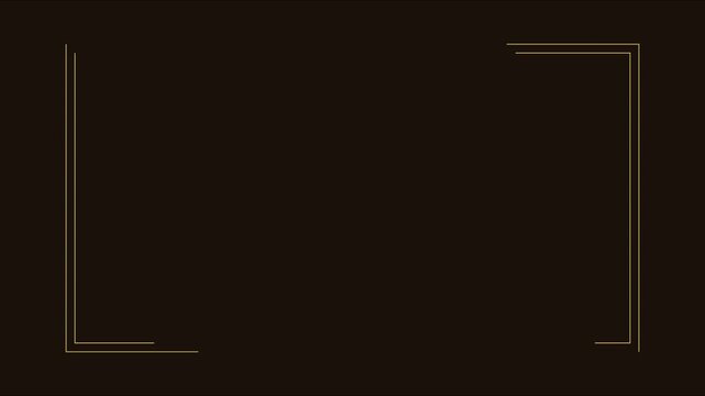 Gold frame overlay with minimalist corner for transitions and cinematic borders animation 4k