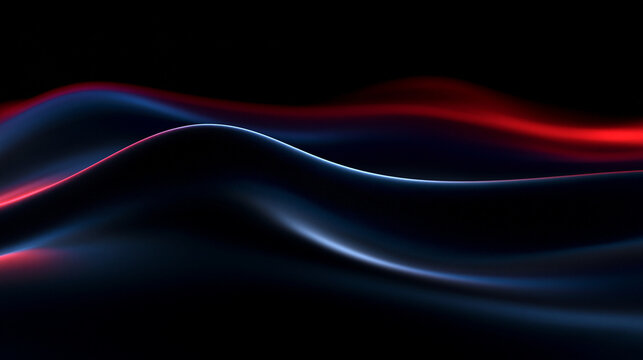 Abstract Dark Flowing Wave Background with Neon Glow