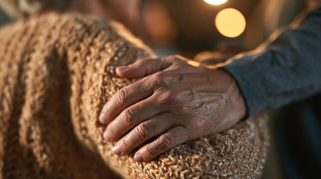 Hand on Shoulder Offering Comfort and Empathy to Senior