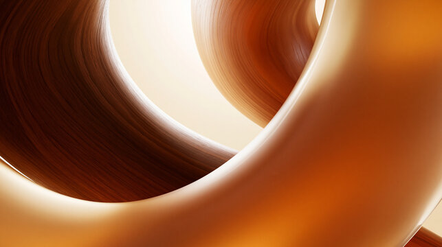 Abstract Brown 3D Twisted Curved Flowing Shape Background