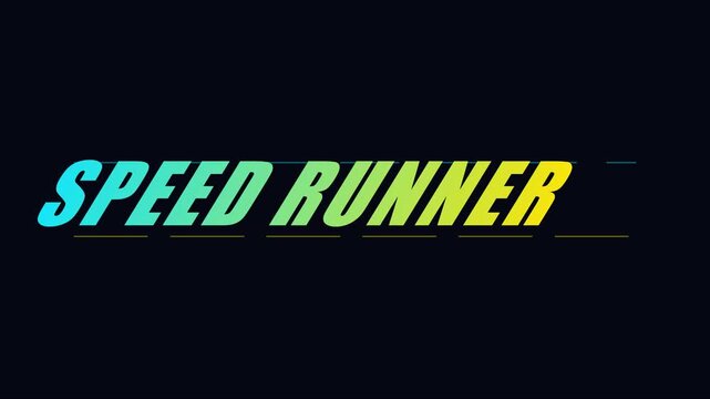 Speed runner retro gaming typography motion with glitch effect and dynamic text animation for esports and arcade themes 4k
