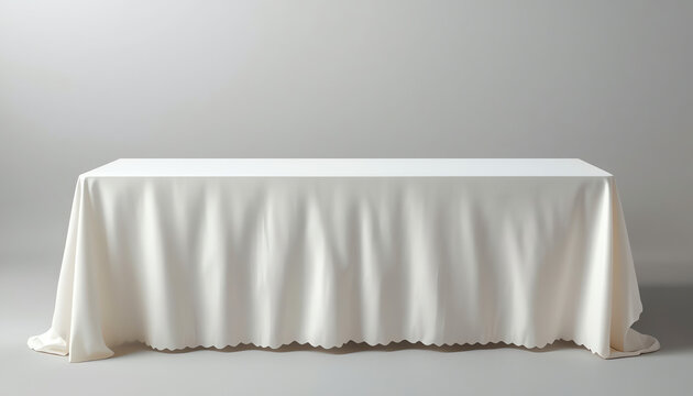White tablecloth on the table empty mockup. 