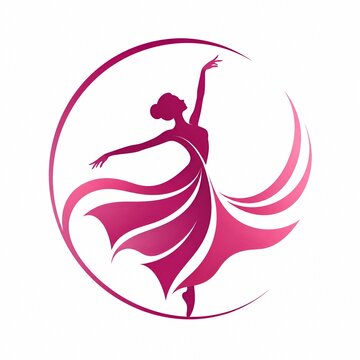 Elegant Pink Female Dancer Silhouette Logo