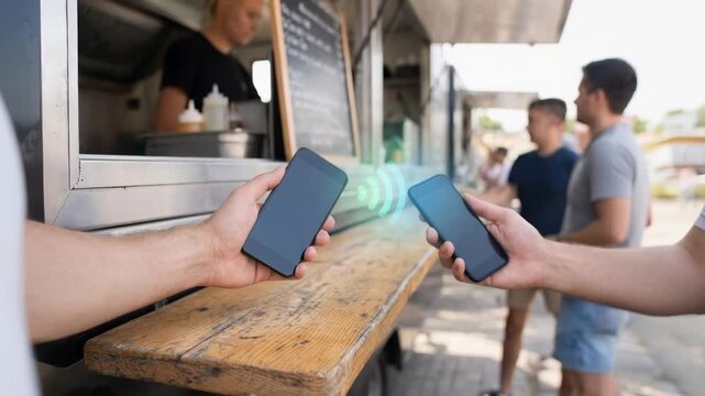 Peer to peer NFC transfer Smartphone Mobile Peer NFC Transfer Cafe