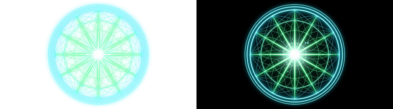 Radial Arcane Circle Star Web Light Effect Glowing Transparent Overlay Design Element
