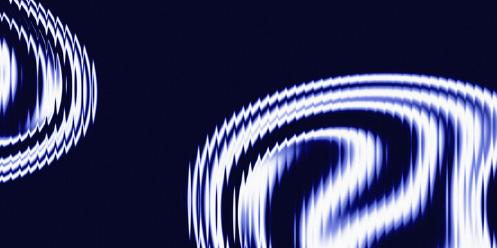 Abstract dark blue background with fractal glass texture showing glowing concentric ripples and wave distortion.