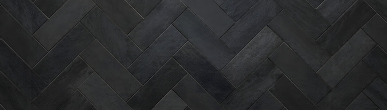 Sleek black herringbone pattern creates modern and elegant look, perfect for contemporary interiors and stylish flooring designs