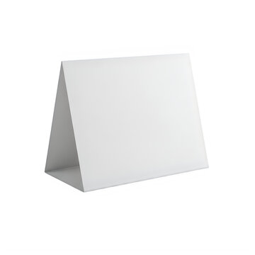 Blank white paper table tent card for restaurant menu or promotional display isolated on transparent background