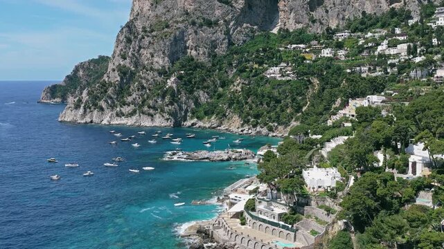 Capri Island Marina Piccola Boats Blue Water Italian Coastline Summer