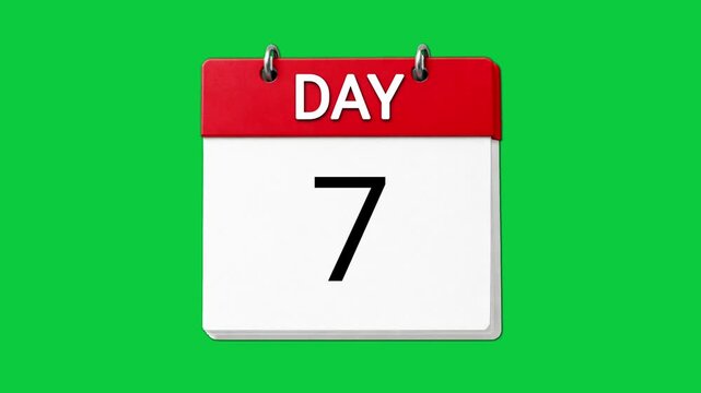 13 Days Calendar Countdown Animation on Green Screen Background