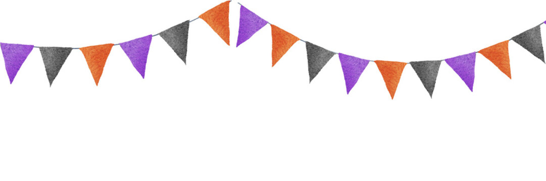 Watercolor bunting flags for halloween party