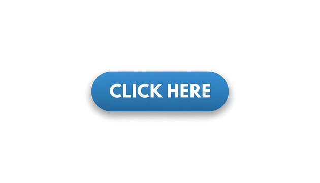 A blue rounded rectangular button with the text click here on a white background.