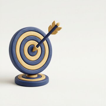3D isometric clay target bullseye icon for q4 business goal achievement