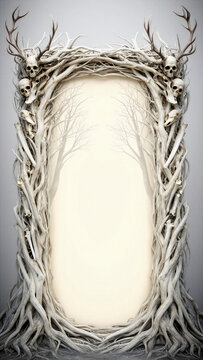 marco, marco decorativo, marco ornamental, marco natural, marco de ramas, ramas, ra&iacute;ces, madera, troncos, huesos, hueso, calavera, cr&aacute;neo, esqueletos, muerte, macabro, g&oacute;tico, fantas&iacute;a oscura, fantas&iacute;