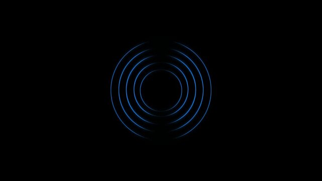 Abstract circle radio waves looping background. Abstract neon radio waves signal. Radio wave signal, radar concept. Radio waves seamless animation background video with alpha chanel.4k video