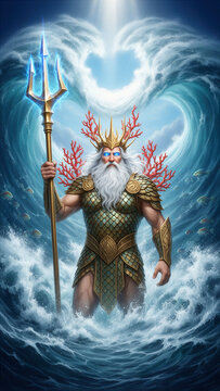 Poseid&oacute;n, Neptuno, dios del mar, dios griego, mitolog&iacute;a griega, mitolog&iacute;a, tridente, oc&eacute;ano, dios del oc&eacute;ano, rey del mar, se&ntilde;or del mar, deidad marina, divinidad, agua, olas gigantes, tormenta marina