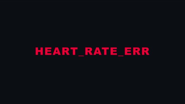 Heart rate err digital glitch text warning on dark animation 4k background, for medical technology, and cyber security interface