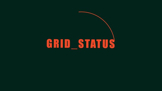 Grid status digital interface with minimalist orange typography and arc for technology and network monitoring presentations animation 4k