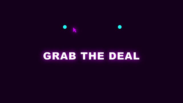 Grab the deal animated call to action button with cursor click effect animation 4k