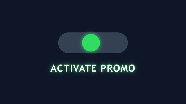 Activate promo toggle switch animation: digital marketing ui interface for online sales, e-commerce, and business conversion campaigns 4k