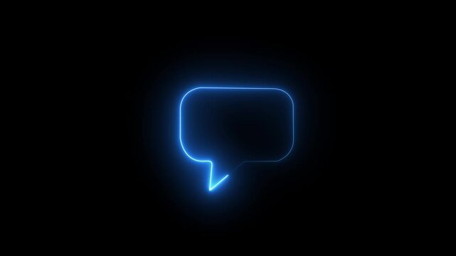 Glowing neon color message box icon conversation notice message icon animation. Neon text message icon. Glowing neon light massage icon animation. Animated neon line massage icon with massage icon.4k