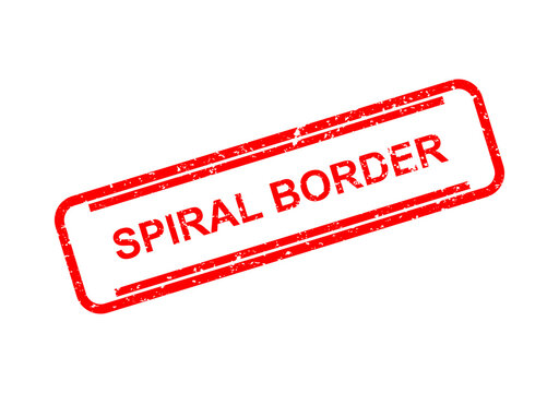 Red spiral border stamp with text label illustration