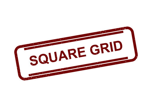 Square grid stamp with red border and text label illustration