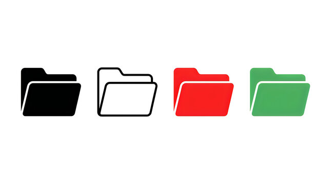 Four colored folder icons in a row
