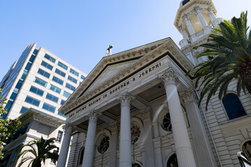 Fototapeta premium Exterior facade of the Cathedral Basilica of St Joseph in downtown San Jose California USA