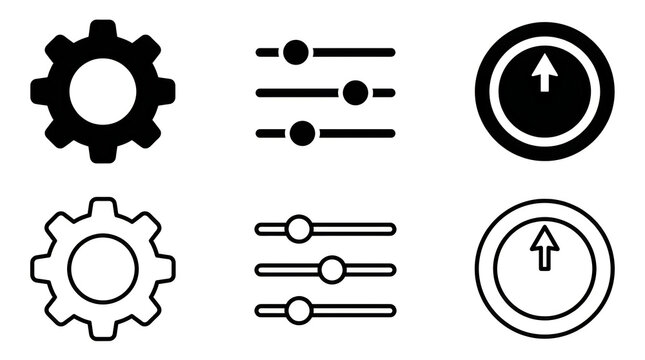 Simple gear and toggle switch icons with volume control