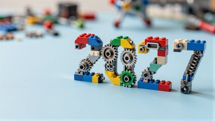 Fototapeta premium Colorful LEGO bricks form the number 