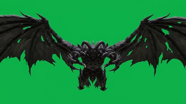 Demon Dive-Bombing Toward Camera on Green Screen.