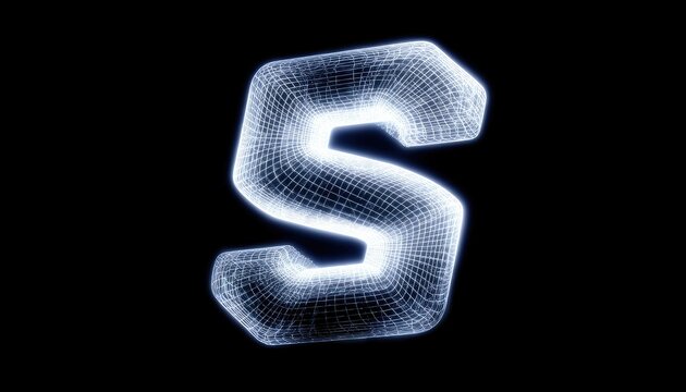 Glowing wireframe letter "S
