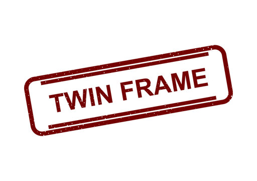 Red twin frame rubber stamp with bold text label illustration