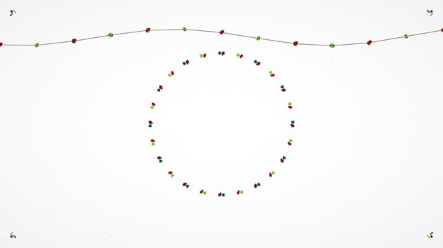 Minimalist Christmas Holly Garland and Wreath Animation on White